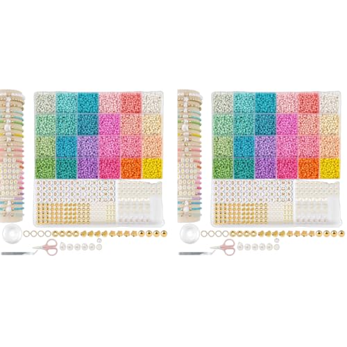 SANNIDHI® Seed Beads Set 24 Colors 3mm DIY Bracelet Making Kit with Spacer Pearl Letter Charms 2 PCS SANNIDHI® Seed Beads Set 24 Colors 3mm DIY Bracelet Making Kit with Spacer Pearl Letter Charms 2 PCS